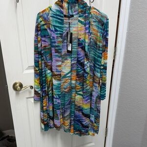 Chico's Multicolor Striped Open Cardigan